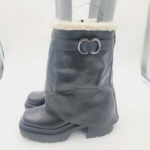 Circus NY by Sam Edelman Noah Buckled Cuffed Lug Platform Boots in Black, sz 9.5